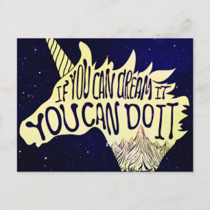 Carte Postale Citation de la typographie du rêve de Galaxie bleu