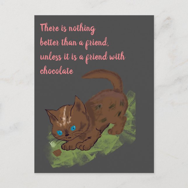 Carte Postale Citation de l'ami du chat au chocolat (Devant)