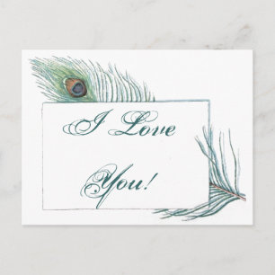 Carte Postale Citation de l'amour romantique Peacock inspiration