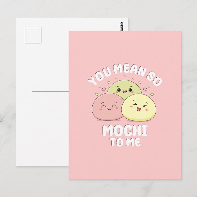 Carte Postale Citation de l'amour rose pastel de nourriture Moch (Devant / Derrière)