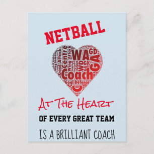 Carte Postale Citation de l'entraîneur de Netball Amour Motivati
