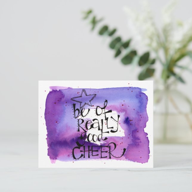 Carte Postale Citation de Noël Aquarelle Purple Letters (Debout devant)