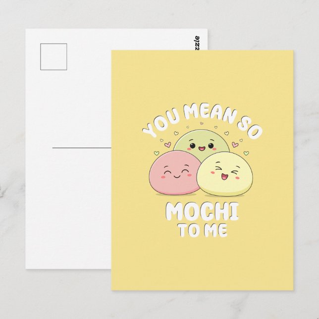 Carte Postale Citation de nourriture Mochi Kawaii Mignonne Paste (Devant / Derrière)