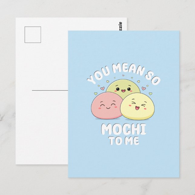 Carte Postale Citation de nourriture Mochi Kawaii Mignonne Paste (Devant / Derrière)