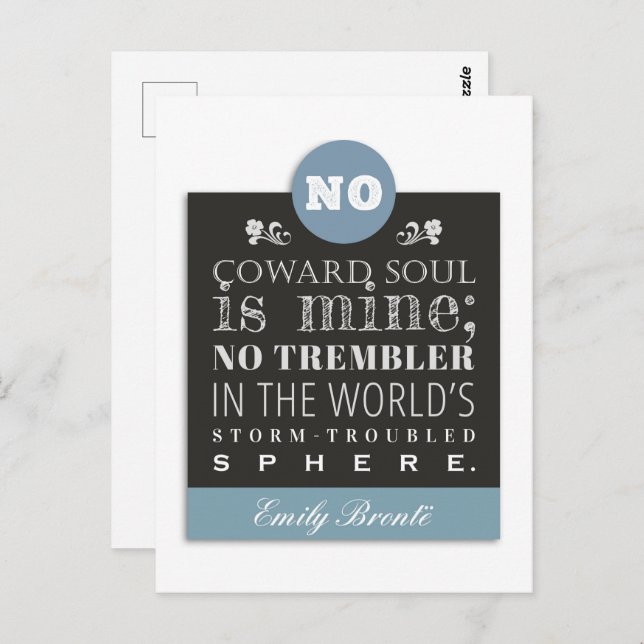 Carte Postale Citation de poème Emily Bronte - Aucune âme de cow (Devant / Derrière)