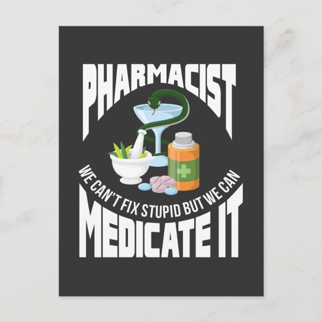 Carte Postale Citation de profession pharmaciste Médecine Humour (Devant)