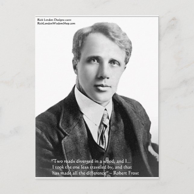 Carte Postale Citation de Robert Frost "Route Parcourue" sur Car (Devant)