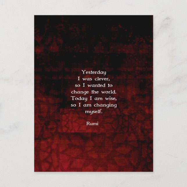 Carte Postale Citation De Rumi Sisdom Sur Le Changement Et La Pr (Devant)