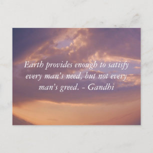 Carte Postale Citation de sagesse de Gandhi avec le ciel Brown