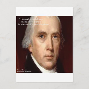 Carte Postale Citation de sagesse de James Madison "Se méfier du