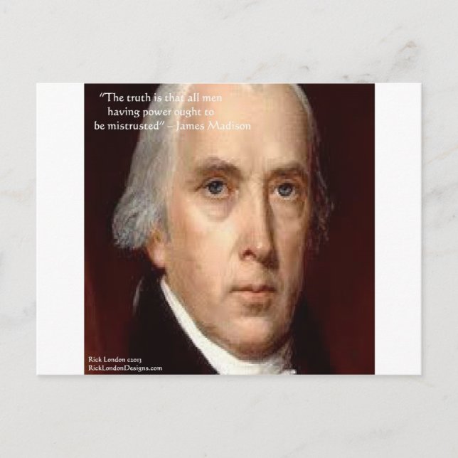 Carte Postale Citation de sagesse de James Madison "Se méfier du (Devant)