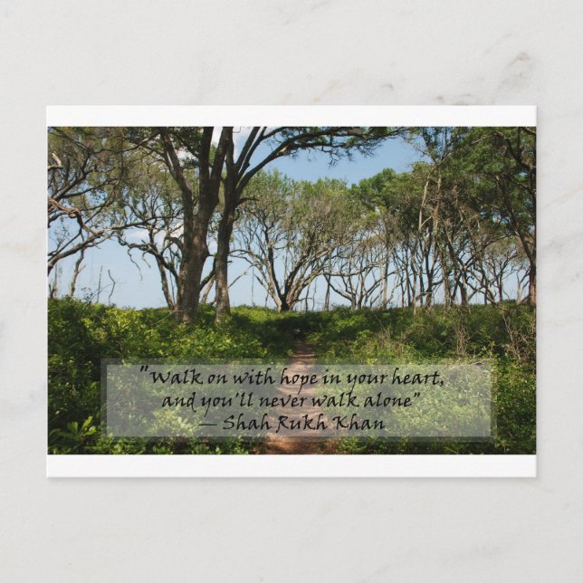 Carte Postale Citation de Shah Rukh Khan - Marche avec espoir... (Devant)