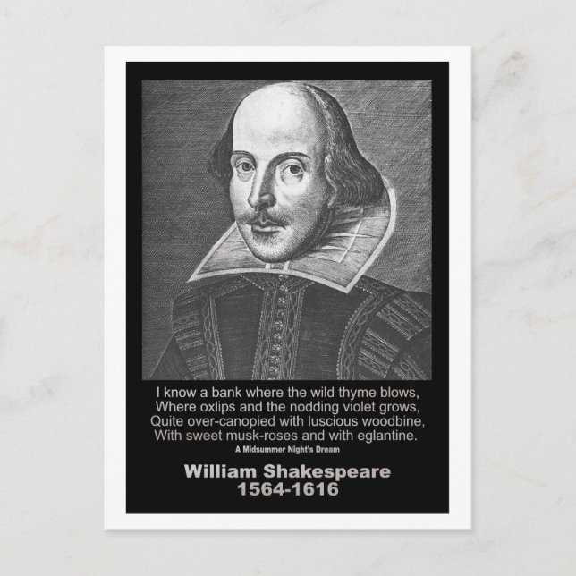 Carte Postale Citation de Shakespeare Le rêve de la nuit d'été (Devant)
