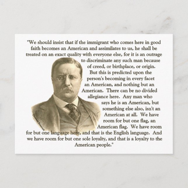 Carte Postale Citation de Teddy Roosevelt (Devant)