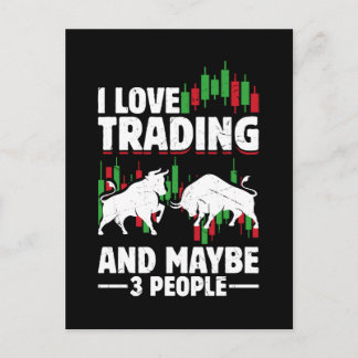 Carte Postale Citation de trading amusante Taureau & chandelier