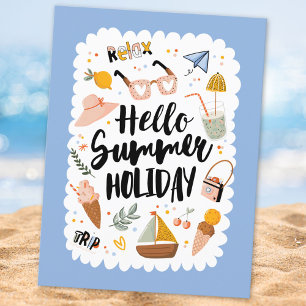 Carte Postale Citation de vacances d'été Illustration colorée et