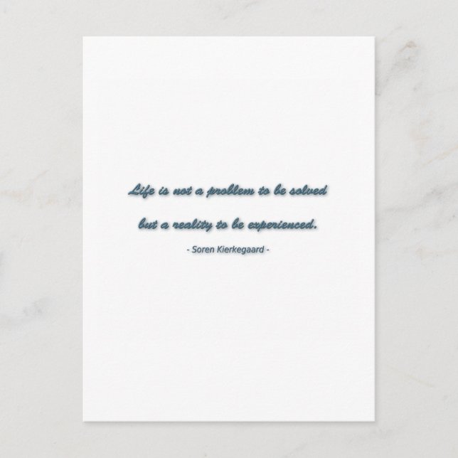 Carte Postale Citation de vie de Soren Kierkegaard - La vie n'es (Devant)