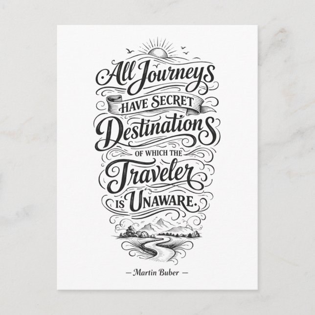 Carte Postale Citation de voyage : Destinations secrètes (Devant)