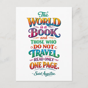 Carte Postale Citation de voyage : Le monde est un livre
