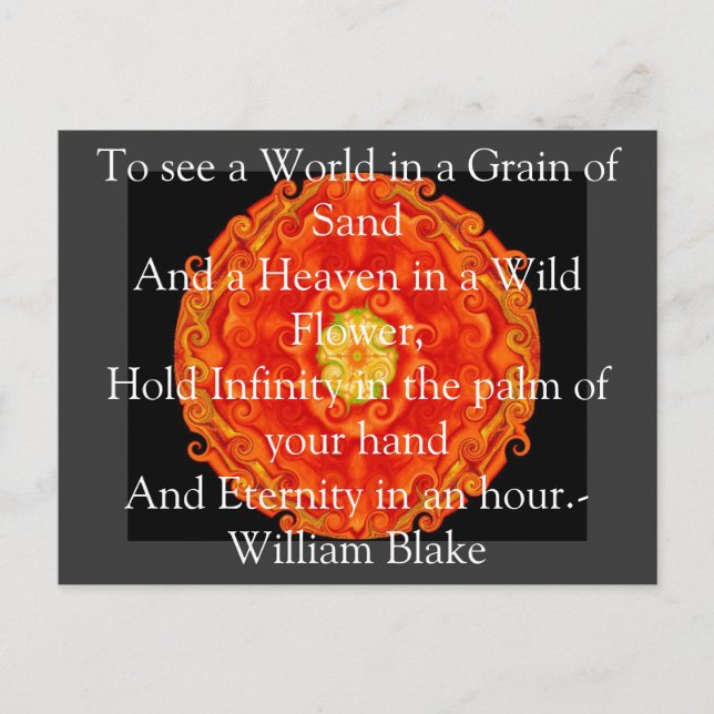 Carte Postale Citation de William Blake "Le Monde dans un Grain  (Devant)