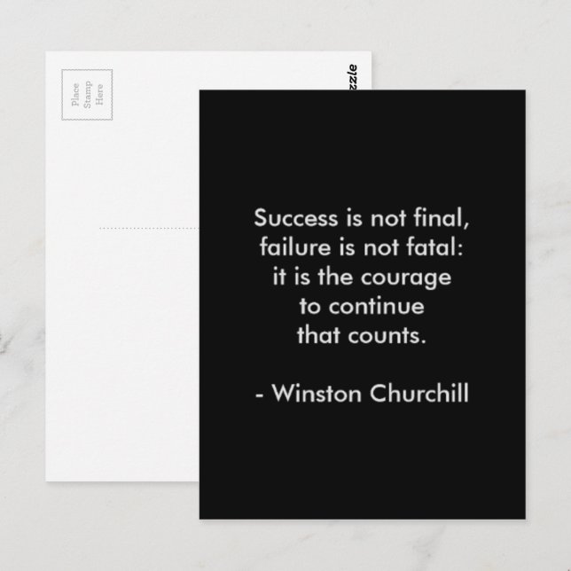 Carte Postale Citation de Winston Churchill ; Succès (Devant / Derrière)