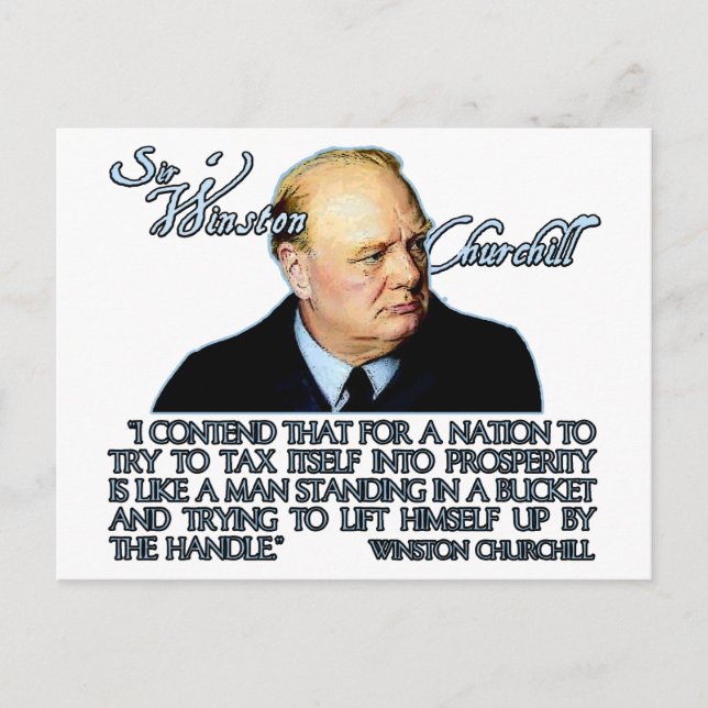 Carte Postale Citation de Winston Churchill sur la fiscalité (Devant)