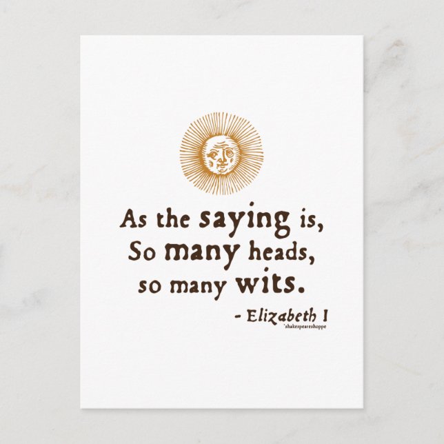 Carte Postale Citation d'Elizabeth I sur Wits (Devant)