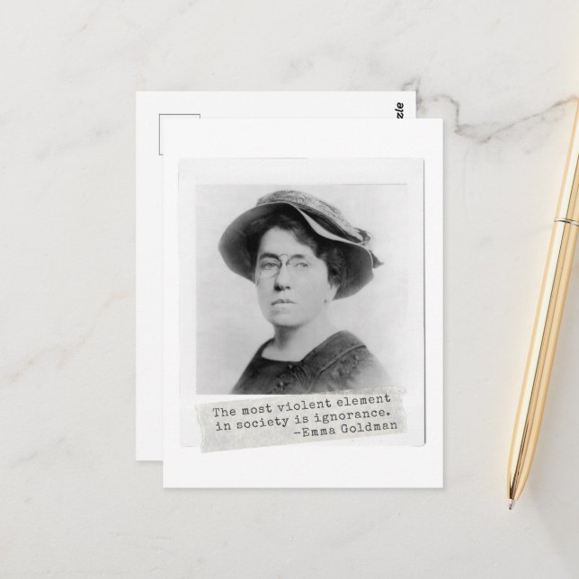 Carte Postale Citation d'Emma Goldman - Ignorance - Activisme fé (Devant/Arrière en situation)