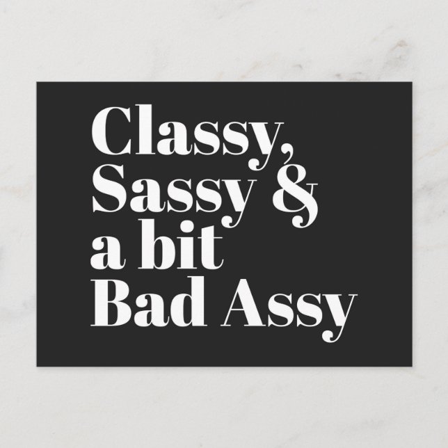 Carte Postale Citation drôle Classé, Sassy & Mauvais Assy (Devant)
