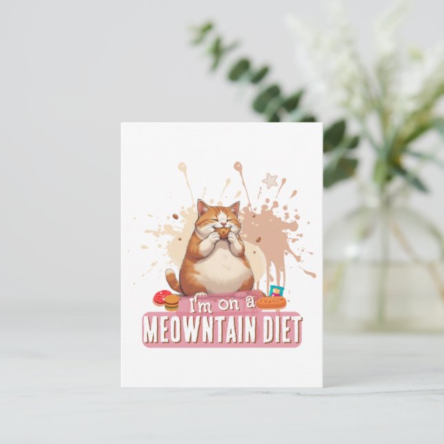 Carte Postale Citation drôle de chat Citation mignonne Chat dodu (Debout devant)