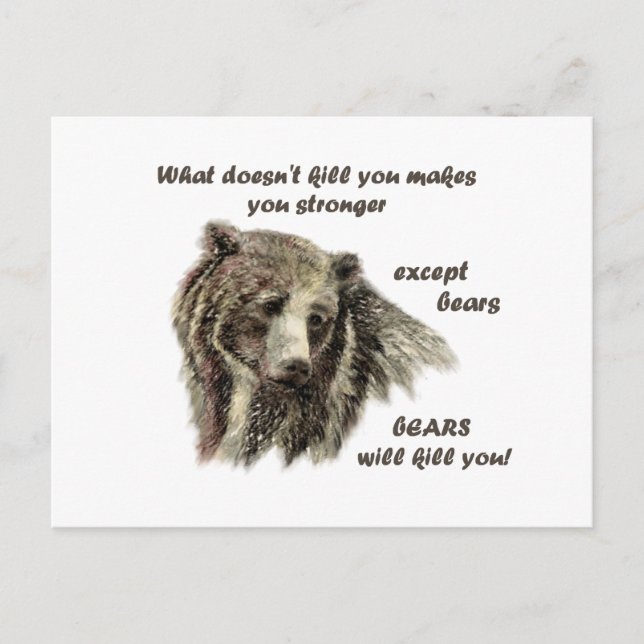 Carte Postale Citation drôle De Motivational Les ours vous tuent (Devant)