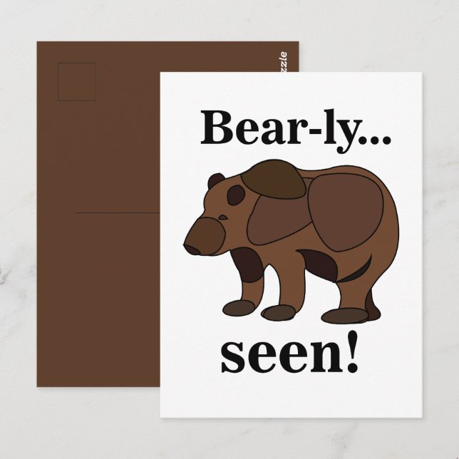 Carte Postale Citation drôle d'humour d'animal d'ours brun (Devant / Derrière)