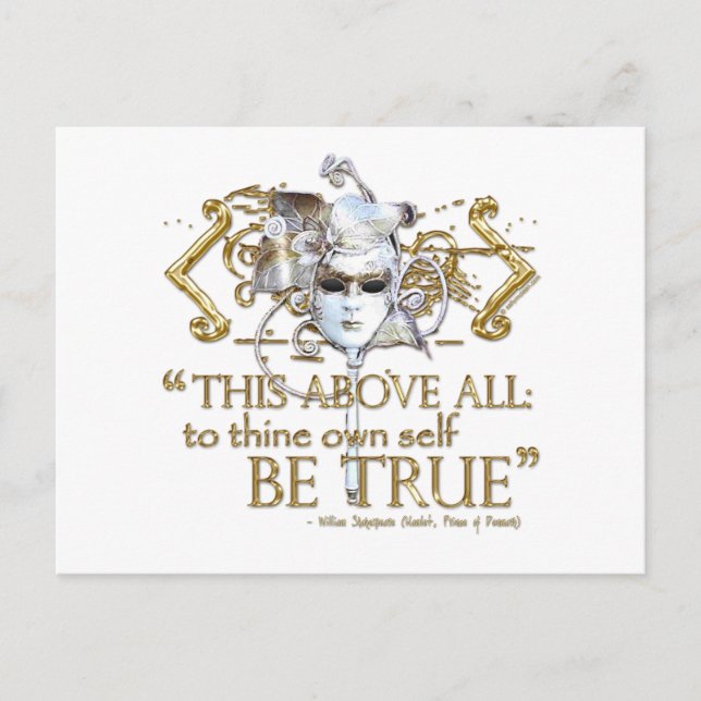 Carte Postale Citation du hameau "self be true" (version or) (Devant)
