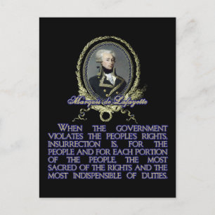 Carte Postale Citation du Marquis de Lafayette sur l'assurance