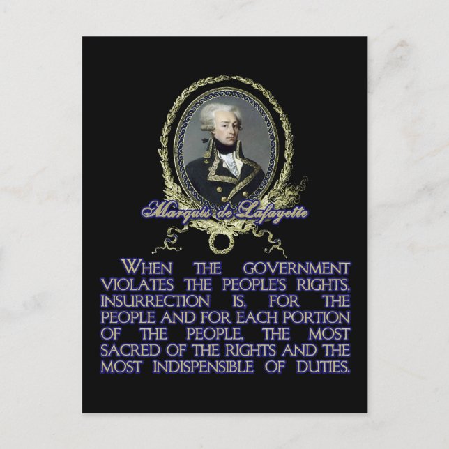 Carte Postale Citation du Marquis de Lafayette sur l'assurance (Devant)