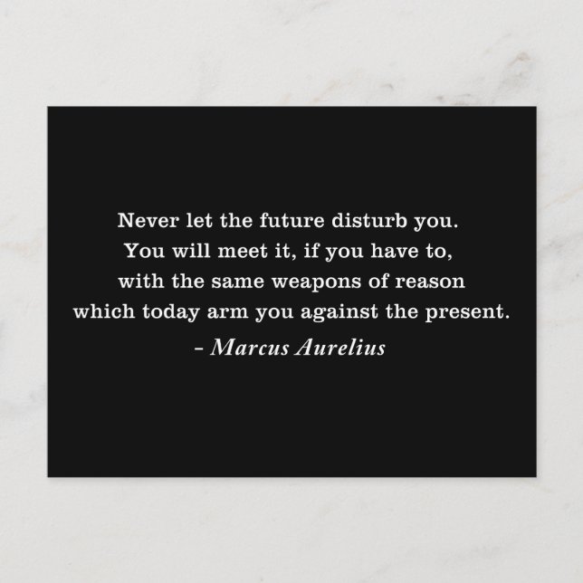 Carte Postale Citation du stoïcisme futur de Marcus Aurelius (Devant)