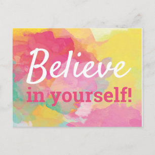 Carte Postale Citation Inspirante « Croire en Soi-même » Aquarel