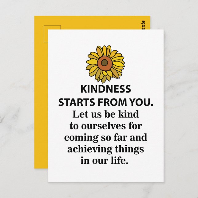 Carte Postale Citation Inspirante de Bonté Tournesol Bonté (Devant / Derrière)