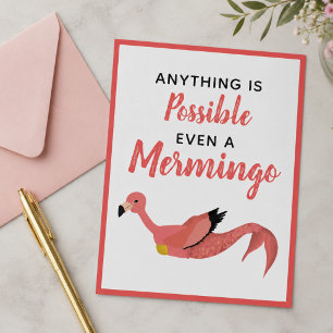 Carte Postale Citation Inspirante de Flamant Rose Sirène Mignonn