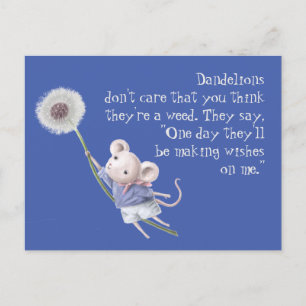 Carte Postale Citation Inspirante de mignonne petite souris Dand