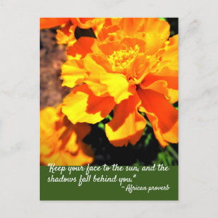 Carte Postale Citation Inspirante des fleurs de Marigolds orange