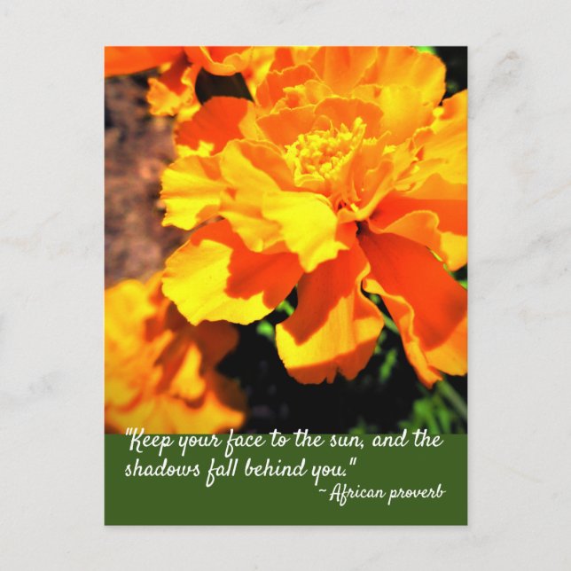 Carte Postale Citation Inspirante des fleurs de Marigolds orange (Devant)
