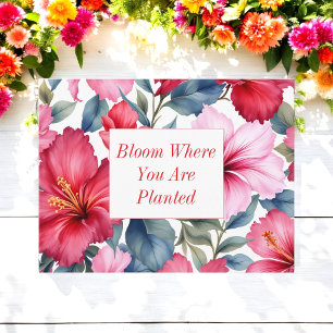 Carte Postale Citation Inspirante Fleurie Rouge Rose