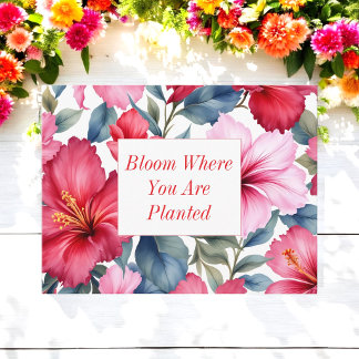 Carte Postale Citation Inspirante Fleurie Rouge Rose 