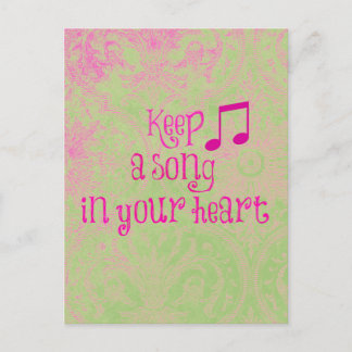 Carte Postale Citation inspirante : Gardez une chanson dans votr