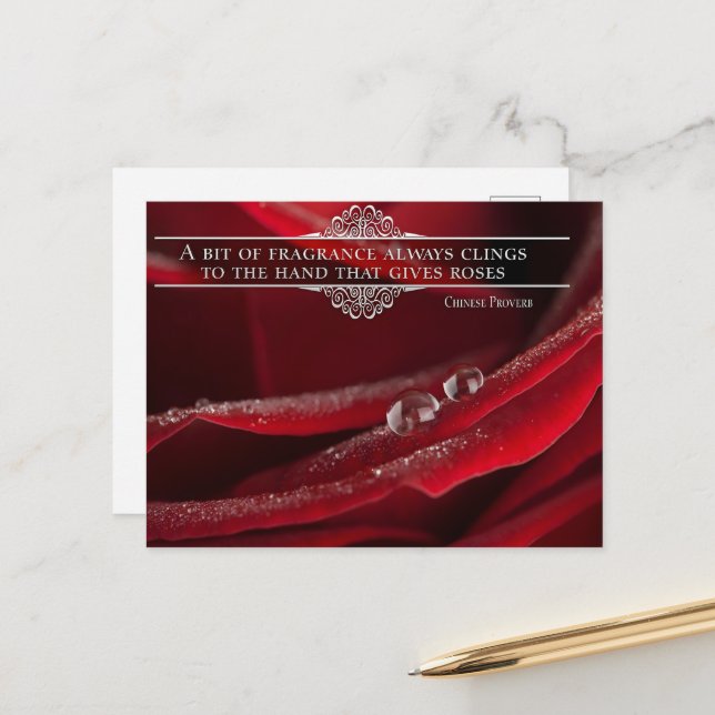 Carte Postale Citation inspirante "Un peu de parfum" (Devant/Arrière en situation)