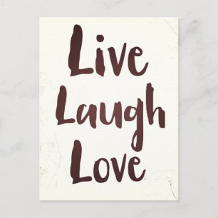 Carte Postale Citation inspirante vintage Live Laugh Love