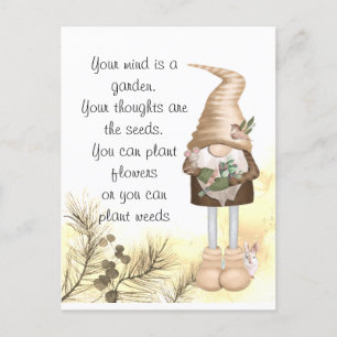 Carte Postale Citation Inspiration Vie Mignonne Jardin Gnome Ver