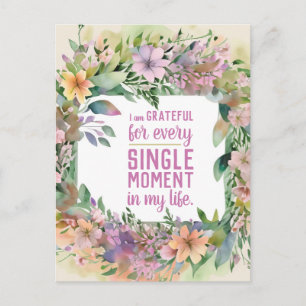Carte Postale Citation inspirationnelle Attitude florale Gratitu