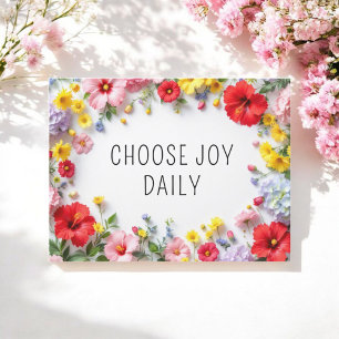 Carte Postale Citation Inspirationnelle Choisir Joy Fleurs color